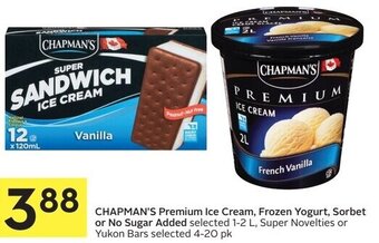 IGA Chapman's Premium Ice Cream, Frozen Yogurt, Sorbet or No Sugar Added offer