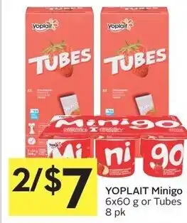 IGA Yoplait Minigo 6x60g or Tubes 8pk offer