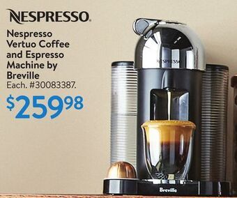 Walmart Nespresso vertuo coffee and espresso machine by breville offer