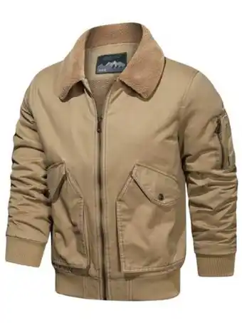 SheIn Men borg collar flap pocket teddy lined jacket offer