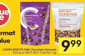 IGA Compliments Milk Chocolate Almonds 900g or Best Buy Trail Mix 1Kg offer