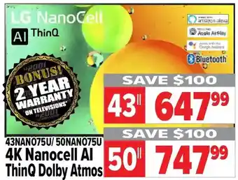 2001 Audio Video Lg 4k nanocell ai thinq dolby atmos 43" | 50" offer
