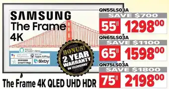 2001 Audio Video Samsung the frame 4k qled uhd hdr 55"|65"|75" offer