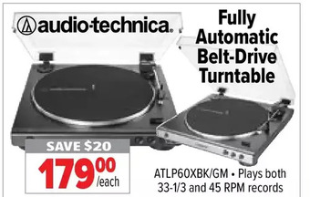 2001 Audio Video Audio-technica fully automatic belt-drive turntable offer