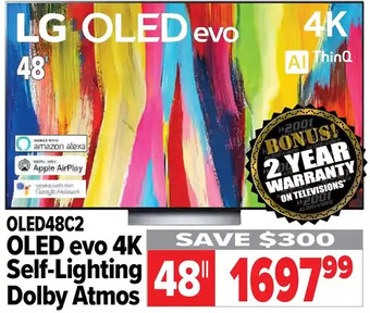 2001 Audio Video Lg 48" oled evo 4k self-lighting dolby atmos offer