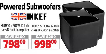 2001 Audio Video Kef powered subwoofers offer