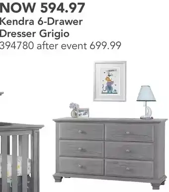 Babies 'R' Us Oxford baby kendra 6 drawer dresser grigio - r exclusive offer