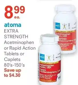Guardian Pharmacy Atoma extra strength acetaminophen or rapid action tablets or caplets offer