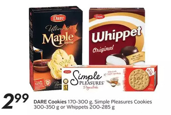 Sobeys Dare cookies, simple pleasures cookies or whippets offer