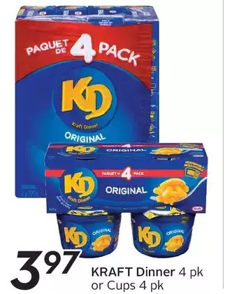 Sobeys Kraft dinner or cups offer