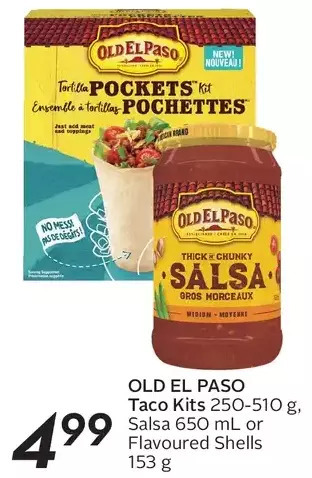 Sobeys Old el paso taco kits, salsa or flavoured shells offer