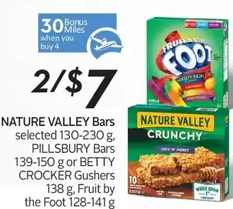 Sobeys Nature valley bars, pillsbury bars or betty crocker gushers, fruit by the foot offer