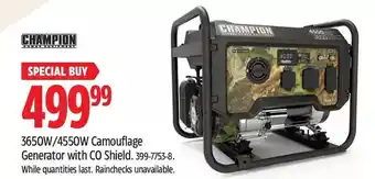 Canadian Tire Champion 3560w/4550w camouflage generator with co shield offer
