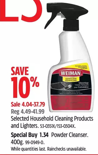 Canadian Tire Household cleaning products and lighters offer