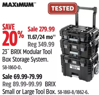 Canadian Tire Maximum 23' brix modular tool box storage system | brix small or large tool box offer
