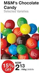 Bulk Barn M&m's chocolate candy offer