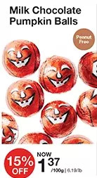 Bulk Barn Milk chocolate pumpkin balls offer
