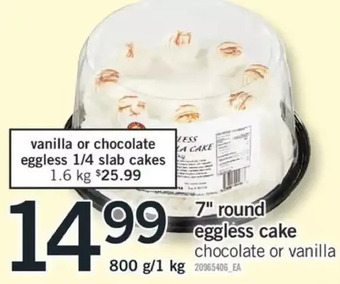 Fortinos 7" round eggless cake offer