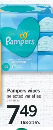 Fortinos Pampers wipes offer