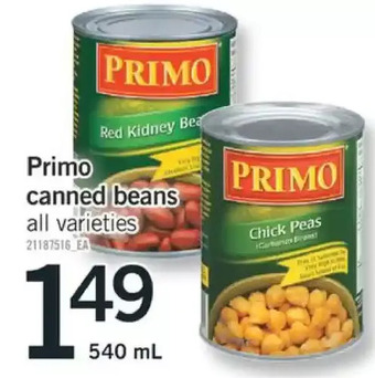 Fortinos Primo canned beans offer