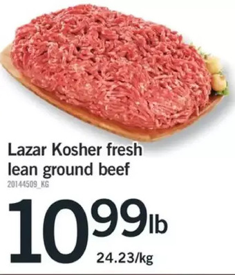 Fortinos Lazar kosher fresh lean ground beef offer