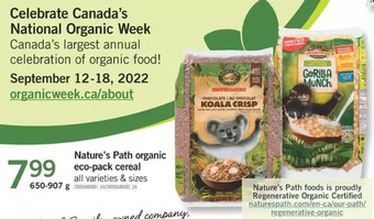 Fortinos Nature's path organic eco-pack cereal offer