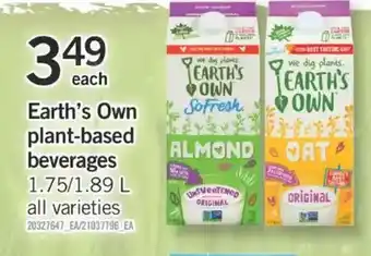 Fortinos Earth's own plant-based beverages offer