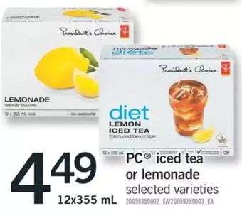Fortinos Pc iced tea or lemonade offer