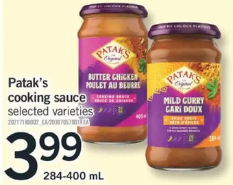 Fortinos Patak's cooking sauce offer