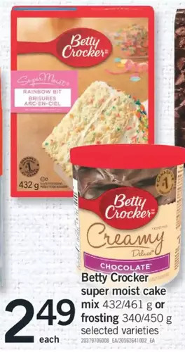 Fortinos Betty crocker super moist cake mix or frosting offer
