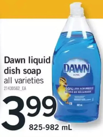Fortinos Dawn liquid dish soap offer