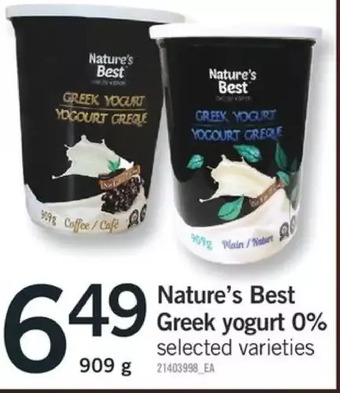 Fortinos Nature's best greek yogurt 0% offer