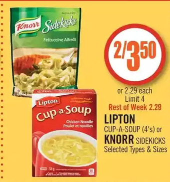 Shoppers Drug Mart Lipton cup-a-soup or knorr sidekicks offer