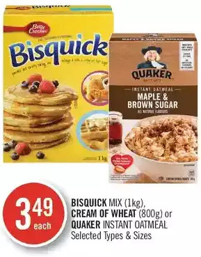 Shoppers Drug Mart Bisquick mix, cream of wheat or quaker instant oatmeal offer