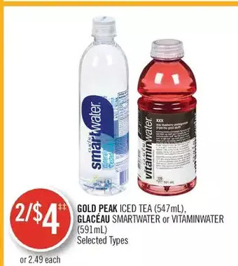 Shoppers Drug Mart Gold peak iced tea, glaceau smartwater or vitaminwater offer