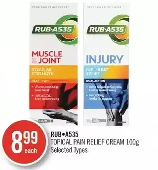 Shoppers Drug Mart Rub-a535 topical pain relief cream offer