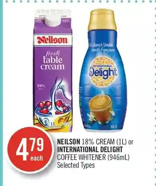 Shoppers Drug Mart Neilson 18% cream or international delight coffee whitener offer