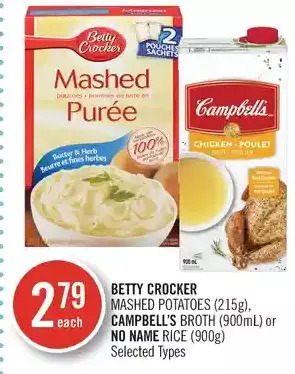 Shoppers Drug Mart Betty crocker mashed potatoes, campbell's broth or no name rice offer