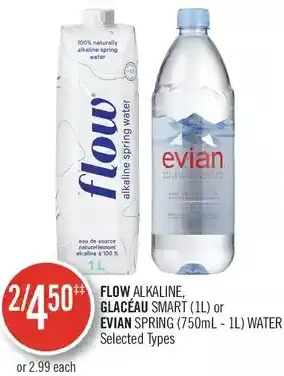 Shoppers Drug Mart Flow alkaline, glacéau smart or evian spring water offer