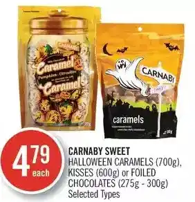 Shoppers Drug Mart Carnaby sweet halloween caramels, kisses or foiled chocolates offer