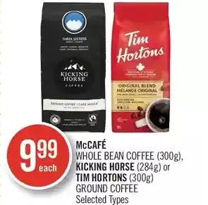 Shoppers Drug Mart Mccafé whole bean coffee, kicking horse or tim hortons ground coffee offer