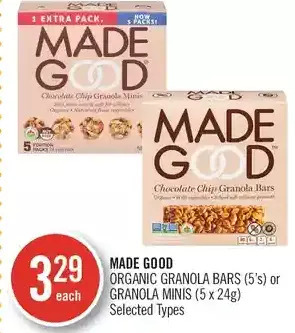 Shoppers Drug Mart Made good organic granola bars or granola minis offer