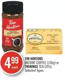 Shoppers Drug Mart Tim hortons instant coffee or twinings tea offer