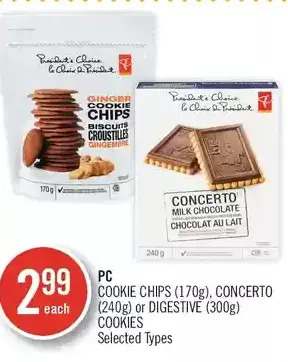 Shoppers Drug Mart Pc cookie chips, concerto or digestive cookies offer