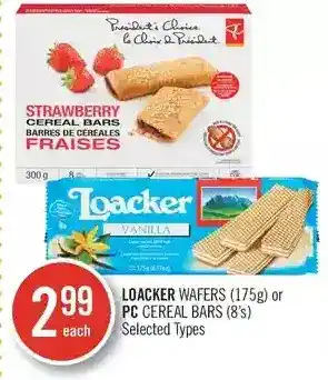 Shoppers Drug Mart Loacker wafers or pc cereal bars offer