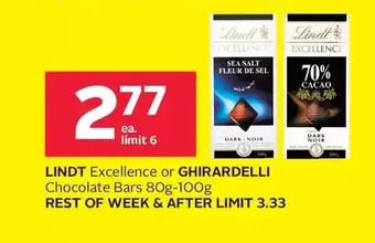 Rexall Lindt excellence or ghirardelli chocolate bars offer