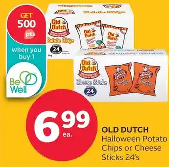 Rexall Old dutch halloween potato chips or cheese sticks offer