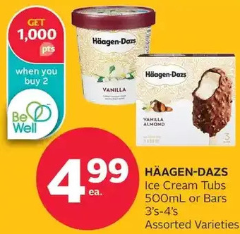 Rexall Häagen-dazs ice cream tubs or bars offer