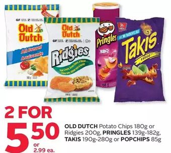 Rexall Old dutch potato chips or ridgies, pringles, takis or popchips offer