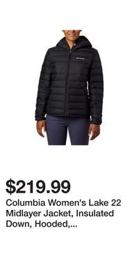 Sport Chek Columbia women's lake 22 midlayer jacket, insulated down, hooded, water resistant offer